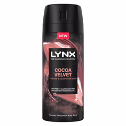 Lynx Body Spray Fine Fragrance Collection Cocoa Velvet for Men 150ml, 3 Pack
