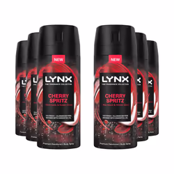 Lynx Men Deodorant Body Spray Cherry Spritz with 72Hrs Freshness 150ml, 6 Pack