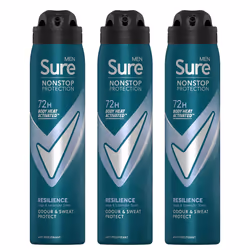 Sure Men Resilience Deodorant Spray with 72H Nonstop Protection 250ml, 3 Pack