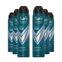 Sure Men Resilience Deodorant Spray with 72H Nonstop Protection 250ml, 6 Pack