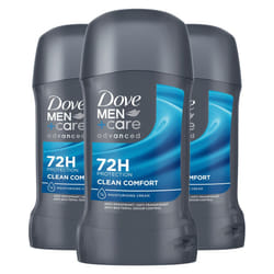 Dove Men+Care Advanced Anti-Perspirant Deodorant Stick Clean Comfort 50ml, 3 Pk