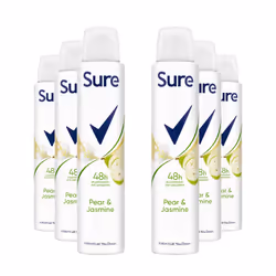 Sure Women Deodorant Spray Pear & Jasmine with 48Hrs Protection 200ml, 6 Pack