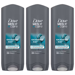 Dove Men+Care 3 in 1 Body, Face & Hair Wash Eucalyptus + Mint 250ml, 3 Pack