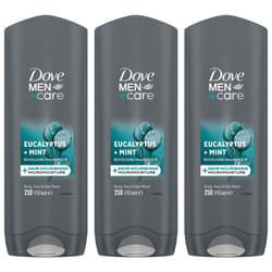 Dove Men+Care 3 in 1 Body, Face & Hair Wash Eucalyptus + Mint 250ml, 3 Pack