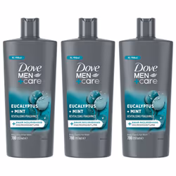 Dove Men+Care 3-in-1 Hair, Face and Body Wash Eucalyptus + Mint 700ml, 3 Pack