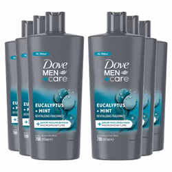 Dove Men+Care 3-in-1 Hair, Face and Body Wash Eucalyptus + Mint 700ml, 6 Pack