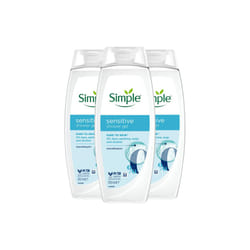 Simple Kind to Skin Sensitive Shower Gel Body Wash w/ Hypoallergenic 450ml, 3pk