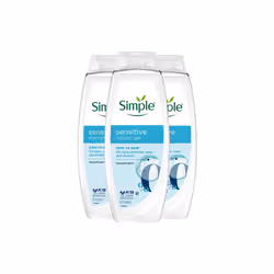 Simple Kind to Skin Sensitive Shower Gel Body Wash w/ Hypoallergenic 675ml, 3pk