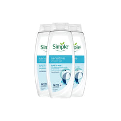 Simple Kind to Skin Sensitive Shower Gel Body Wash w/ Hypoallergenic 675ml, 3pk