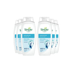 Simple Kind to Skin Sensitive Shower Gel Body Wash w/ Hypoallergenic 450ml, 6pk