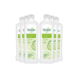 6x Simple Kind to Skin Refreshing Bath Soak Cucumber Extract Sensitive Skin, 1L