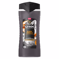Lynx Black Vanilla Body Wash with 12Hrs of Freshness for Men 400ml, 3 Pack