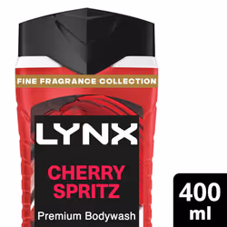 Lynx Cherry Spritz Body Wash with 12Hrs of Freshness for Men 400ml, 3 Pack