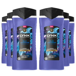 Lynx Blue Lavender Body Wash with 12Hrs of Freshness for Men 400ml, 6 Pack