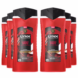Lynx Cherry Spritz Body Wash with 12Hrs of Freshness for Men 400ml, 6 Pack