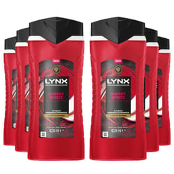Lynx Cherry Spritz Body Wash with 12Hrs of Freshness for Men 400ml, 6 Pack
