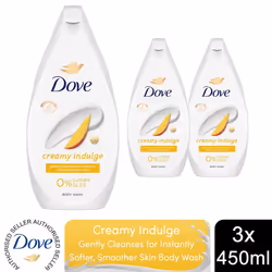 Dove Body Wash Creamy Indulge 450ml, 3 or 6Pk - Dove Body Wash Creamy Indulge Moisturising Shower Gel 450ml, 3Pk