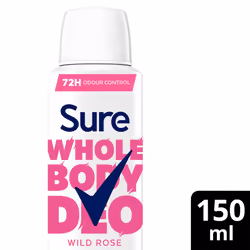 Sure Women Wild Rose Whole Body Deodorant Spray Aluminium Free 150ml, 3 Pack