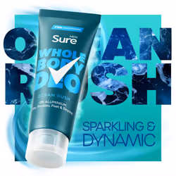 Sure Men Whole Body Deodorant Cream Ocean Rush with 72H Odour Control 75ml, 3 Pk