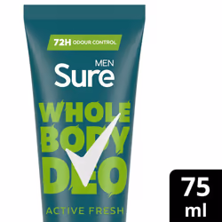 Sure Men Whole Body Deodorant Cream Active Fresh w/ 72H Odour Control 75ml, 3 Pk