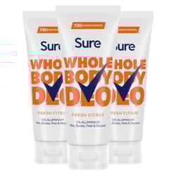 Sure Fresh Citrus Whole Body Deodorant Cream Aluminium Free 50ml, 3 Pack