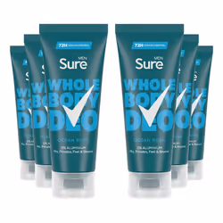 Sure Men Whole Body Deodorant Cream Ocean Rush with 72H Odour Control 75ml, 6 Pk