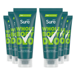 Sure Men Whole Body Deodorant Cream Active Fresh w/ 72H Odour Control 75ml, 6 Pk