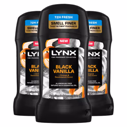Lynx Deodorant Stick Black Vanilla with 72Hrs Freshness 50ml, 3 Pack