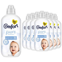 Comfort Fabric Conditioner Pure, 8 Pack of 31 Washes, 930 ml