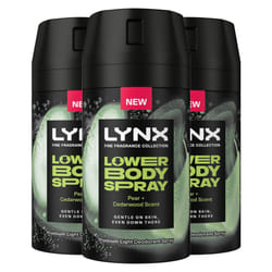 Lynx Lower Body Spray Pear + Cedarwood 72Hrs of Freshness 100ml, 3 Pack
