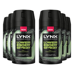 Lynx Lower Body Spray Pear + Cedarwood 72Hrs of Freshness 100ml, 6 Pack