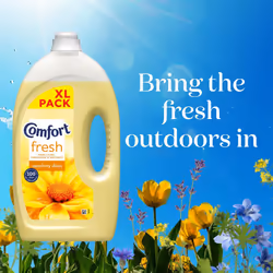Comfort Fresh Sunshiny Days Liquid Fabric Conditioner, 80W 2.4L, 4 Pk