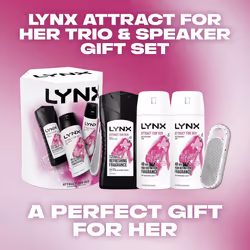 LYNX Attract for Her Trio & Speaker Gift Set 2x Bodysprays,1x Bodywash & Speaker