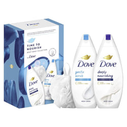 Time to Nourish Body Wash Collection Gift Set with a luxury shower puff perfect gifts for her 2 piece
