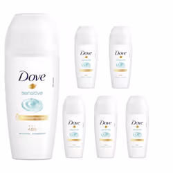 6 x 50ml Dove Sensitive Roll On 48Hrs Anti-Perspirant Deodorant Alcohol Free