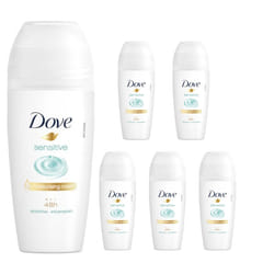 6 x 50ml Dove Sensitive Roll On 48Hrs Anti-Perspirant Deodorant Alcohol Free