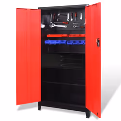 vidaXL Tool Cabinet with Tool Chest Steel Red and Black Tool Storage Organiser