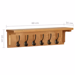 vidaXL Solid Oak Wood Coat Rack Home Wooden Cloth Hanger Entryway Furniture - Additional view 6