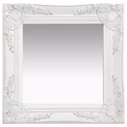 vidaXL Wall Mirror Baroque Style 40x40 cm White Hanging Mirror Bathroom Mirror