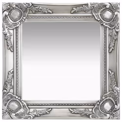vidaXL Wall Mirror Baroque Style 40x40 cm Silver Hanging Mirror Antique Mirror