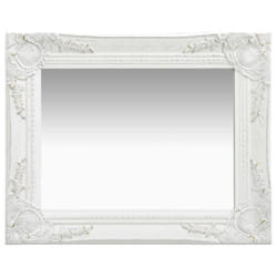vidaXL Wall Mirror Baroque Style 50x40 cm White Hanging Mirror Bathroom Mirror
