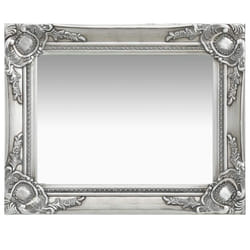 vidaXL Wall Mirror Baroque Style 50x40 cm Silver Hanging Mirror Antique Mirror