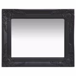 vidaXL Wall Mirror Baroque Style 50x40 cm Black Hanging Mirror Bathroom Mirror