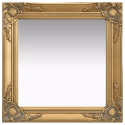 vidaXL Wall Mirror Baroque Style 50x50 cm Gold Hanging Mirror Bathroom Mirror