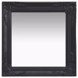 vidaXL Wall Mirror Baroque Style 50x50 cm Black Hanging Mirror Bathroom Mirror