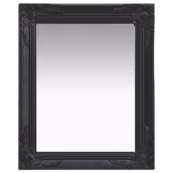 vidaXL Wall Mirror Baroque Style 50x60 cm Black Hanging Mirror Bathroom Mirror