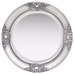 vidaXL Wall Mirror Baroque Style 50 cm Silver Hanging Mirror Antique Mirror