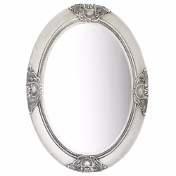 vidaXL Wall Mirror Baroque Style 50x70 cm Silver Hanging Makeup Bathroom Decor