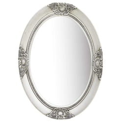 vidaXL Wall Mirror Baroque Style 50x70 cm Silver Hanging Makeup Bathroom Decor
