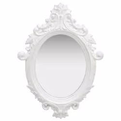 vidaXL Wall Mirror Castle Style White Hanging Mirror Antique Mirror Bathroom